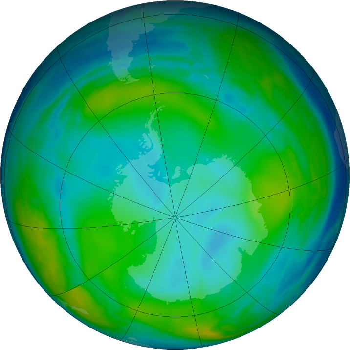 Antarctic ozone map for 27 June 2008